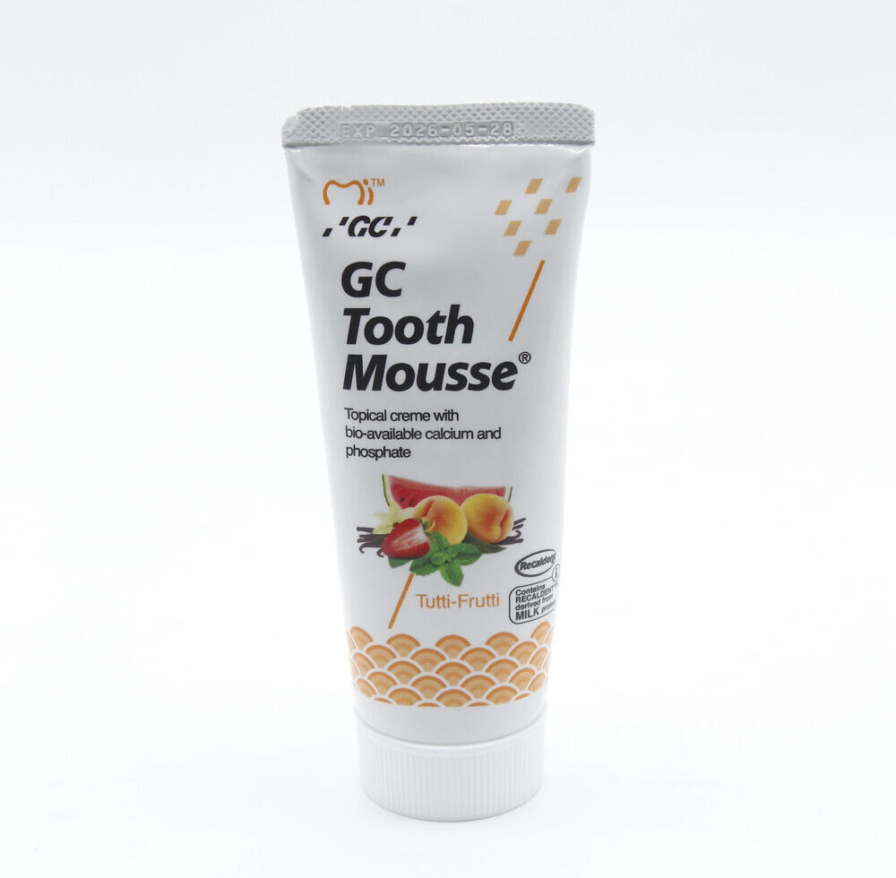 GC Tooth Mousse remineralising cream containing CPP-ACP to support enamel remineralisation.